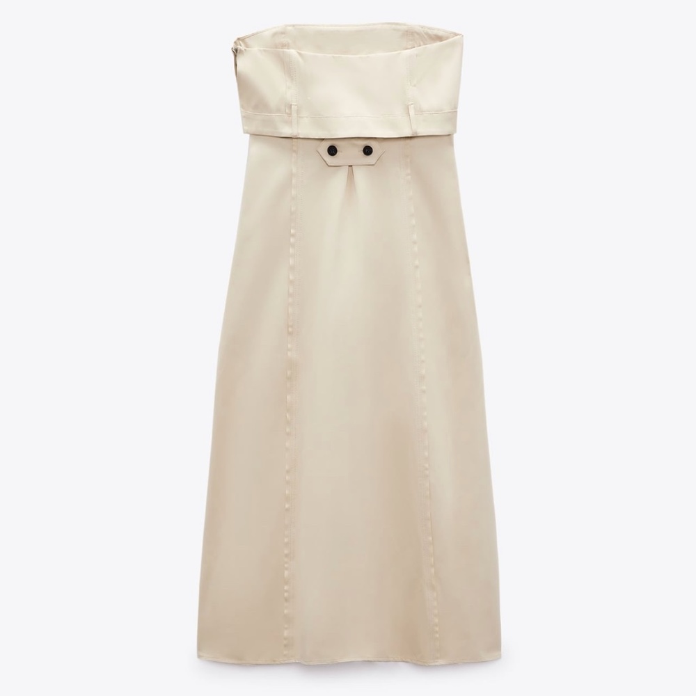Zara limited edition strapless stylish cotton dress - Picture 5 of 9